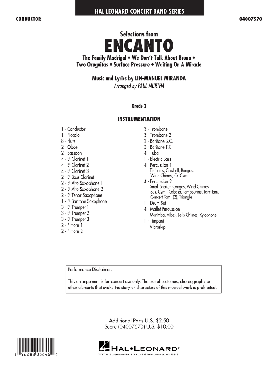 Selections from Encanto (arr. Paul Murtha) - Conductor Score (Full Score) Concert Band scores gallery preview page 1