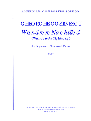 Book cover for [Costinescu] Wandrers Nachtlied