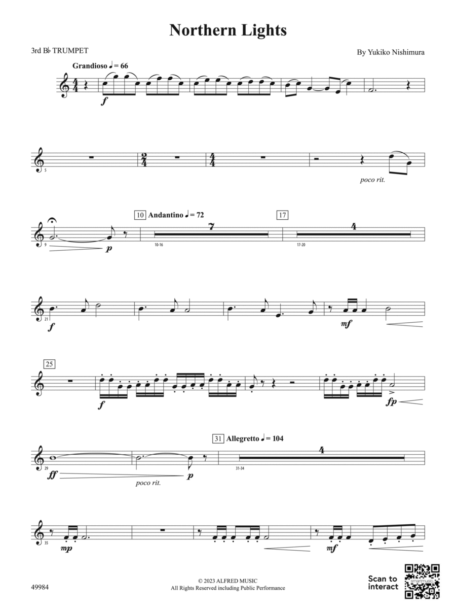 Northern Lights: 3rd B-flat Trumpet Concert Band scores gallery preview page 1