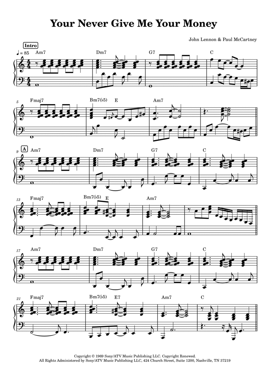 You Never Give Me Your Money Voice scores gallery preview page 1