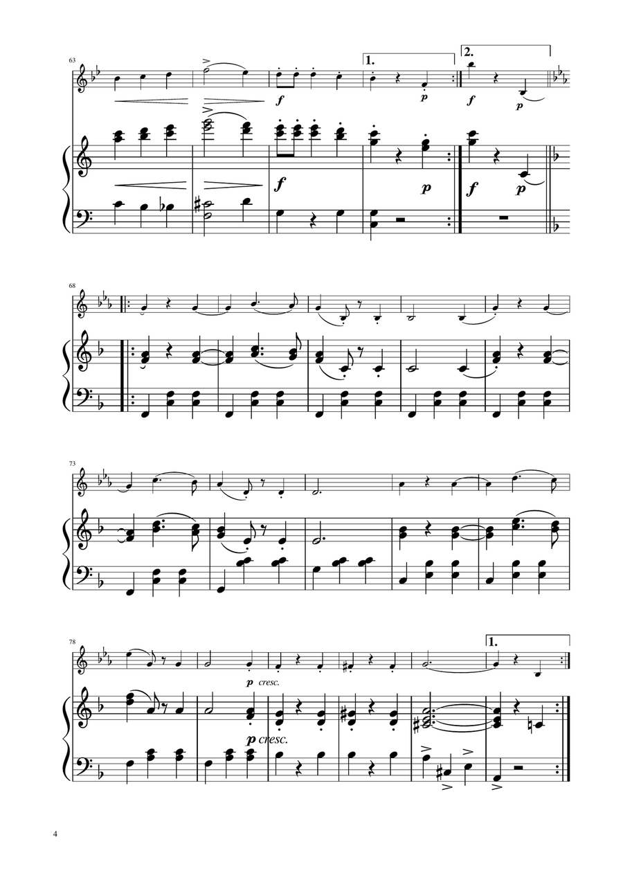 Blue Danube Walzt - Trumpet in D Solo w/ Piano Trumpet Solo scores gallery preview page 4