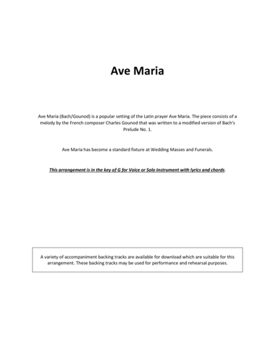 Ave Maria for Solo Voice / Solo Instrument in G image number null