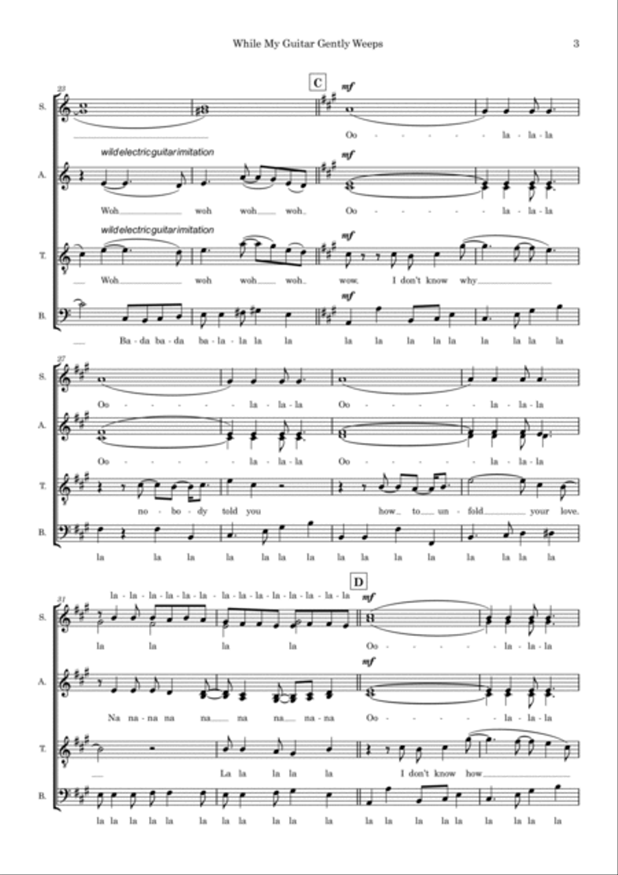 While My Guitar Gently Weeps (arr. Sam Burns) SSAATTBB scores gallery preview page 3