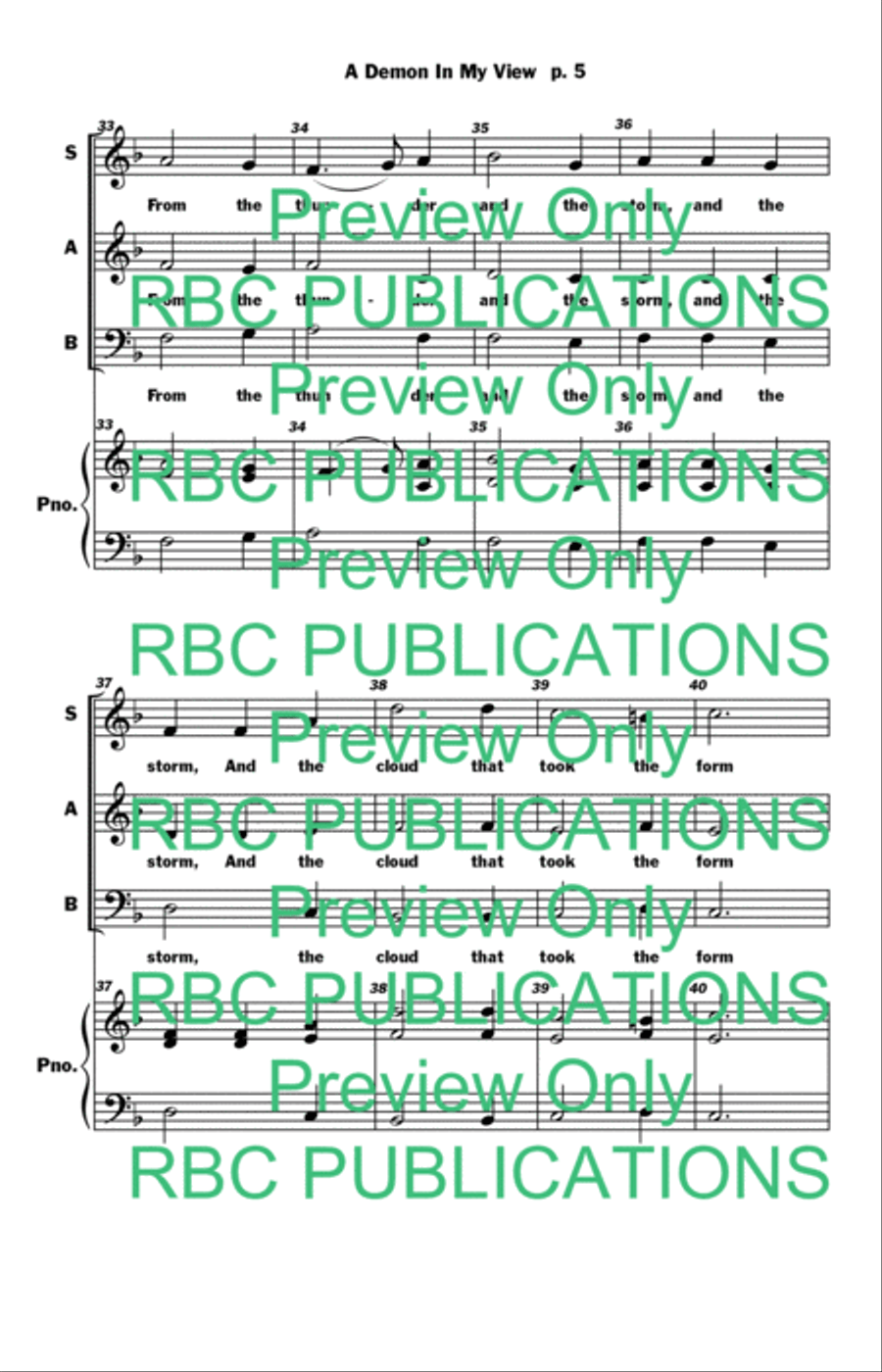 A Demon In My View (SAB) 3-Part scores gallery preview page 7
