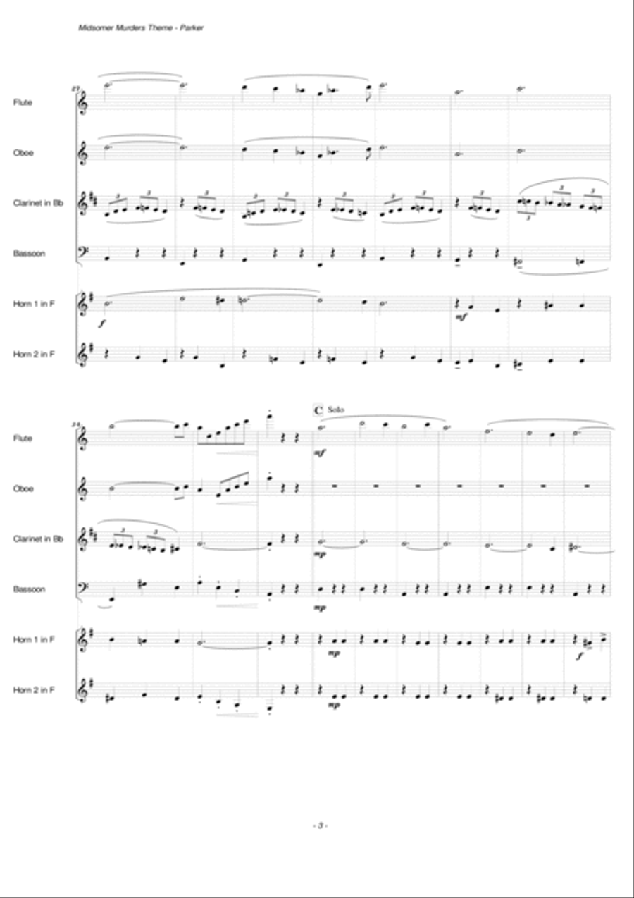 Midsomer Murders (main Title/cues) Woodwind Ensemble scores gallery preview page 4