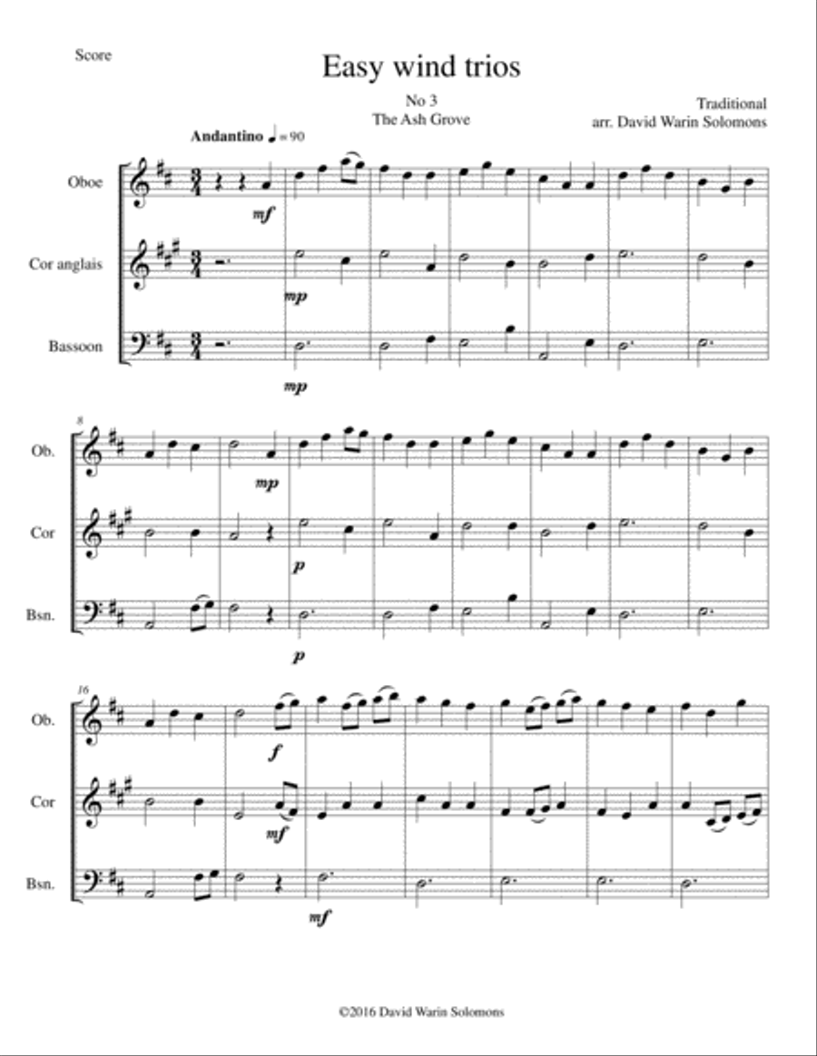 15 easy trios for double-reed trio (oboe, cor anglais, bassoon) Woodwind Trio scores gallery preview page 6