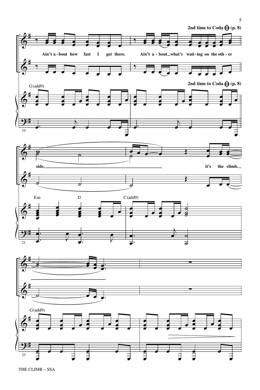 The Climb (from Hannah Montana: The Movie) (arr. Mark Brymer) SSA scores gallery preview page 4