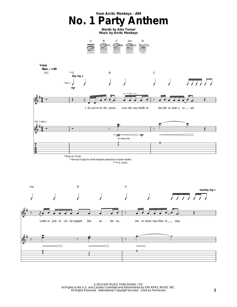 No. 1 Party Anthem No. 1 Party Anthem Acoustic Guitar scores gallery preview page 1