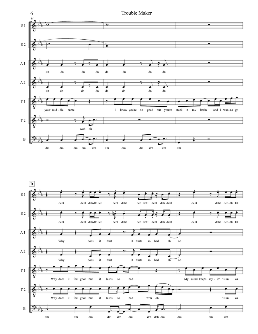 Troublemaker 4-Part scores gallery preview page 6