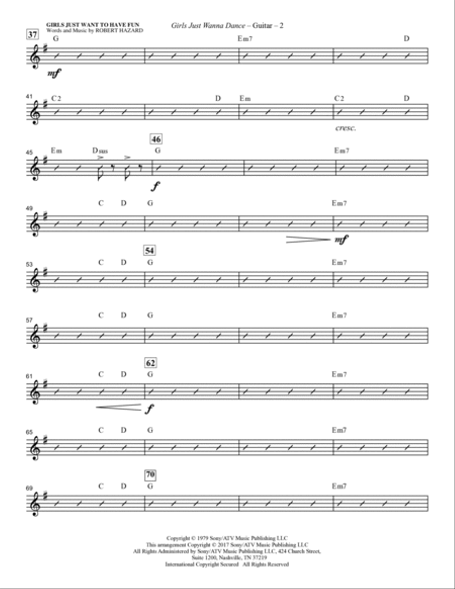 Girls Just Wanna Dance! (I Wanna Dance With Somebody And Girls Just Want To Have Fun) - Guitar Choir scores gallery preview page 2