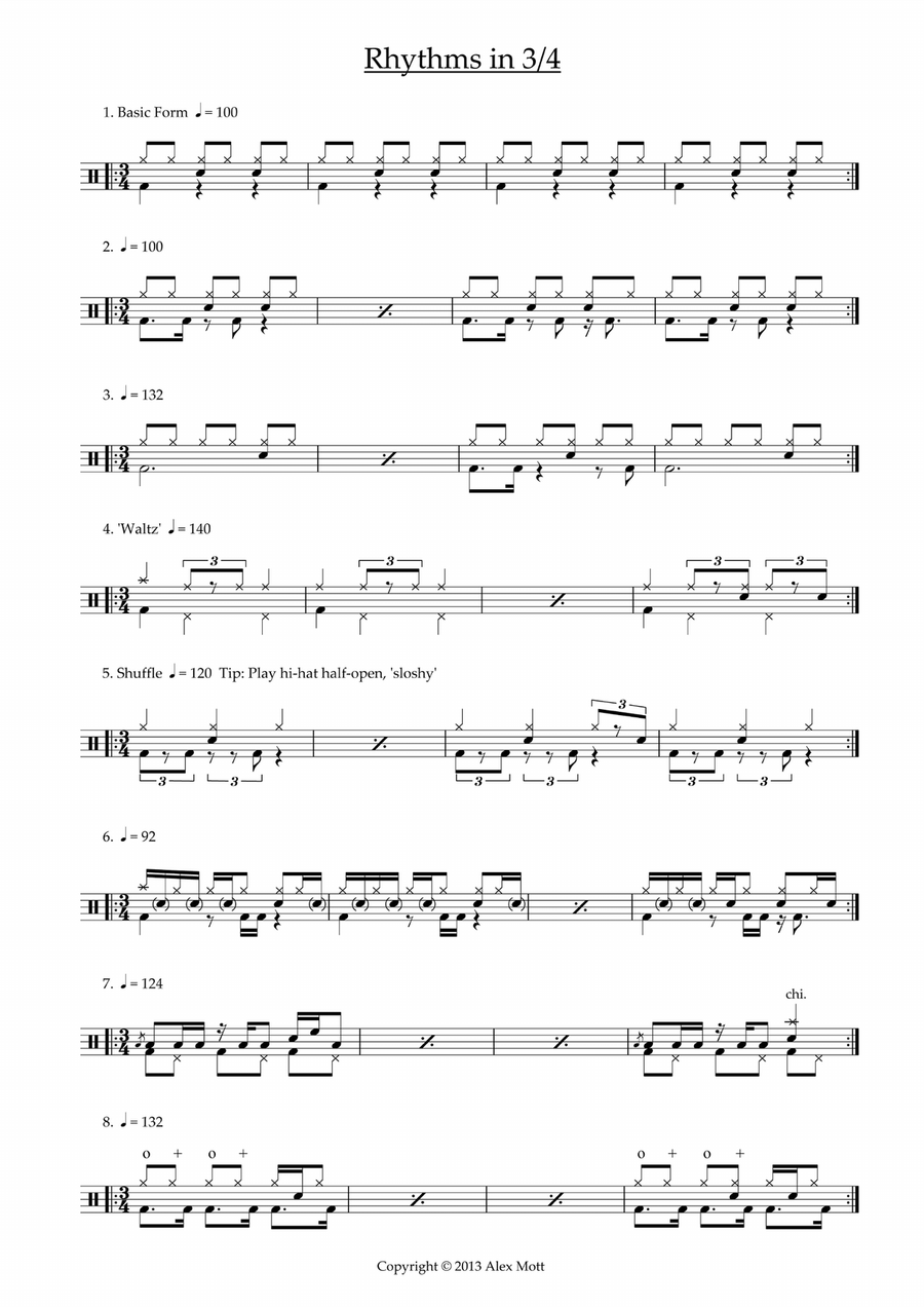 Rhythms in 3/4 Drum Set scores gallery preview page 1