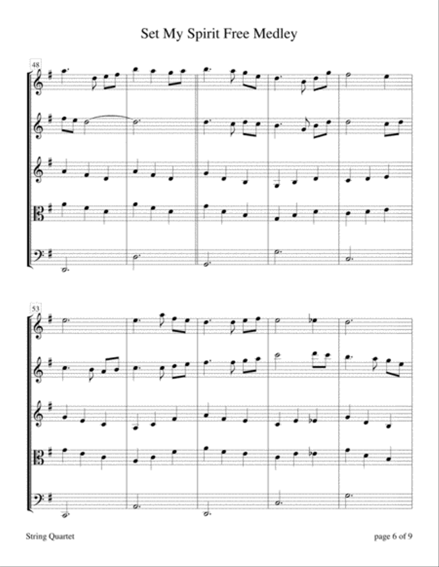 Set My Spirit Free Medley (for String Quartet) String Quartet scores gallery preview page 6