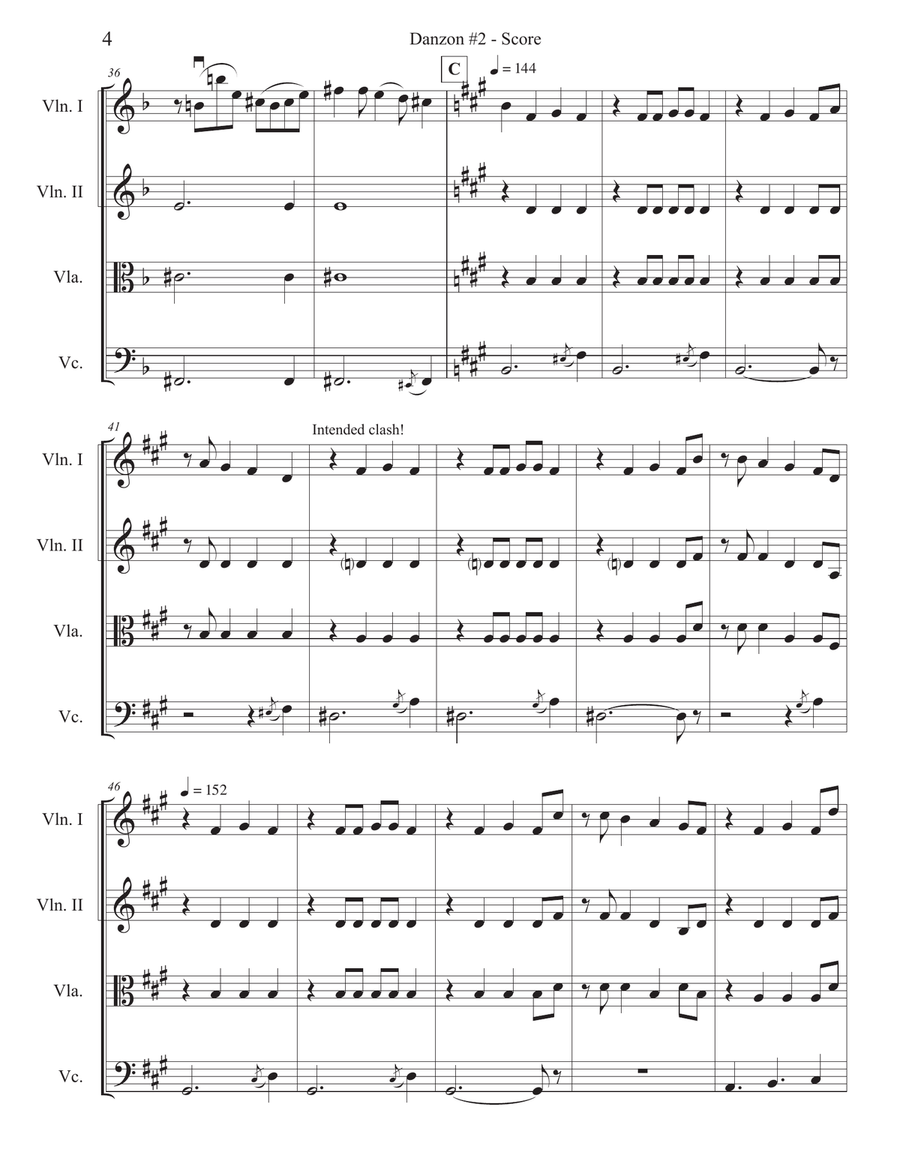 Danzon 2 String Quartet scores gallery preview page 4