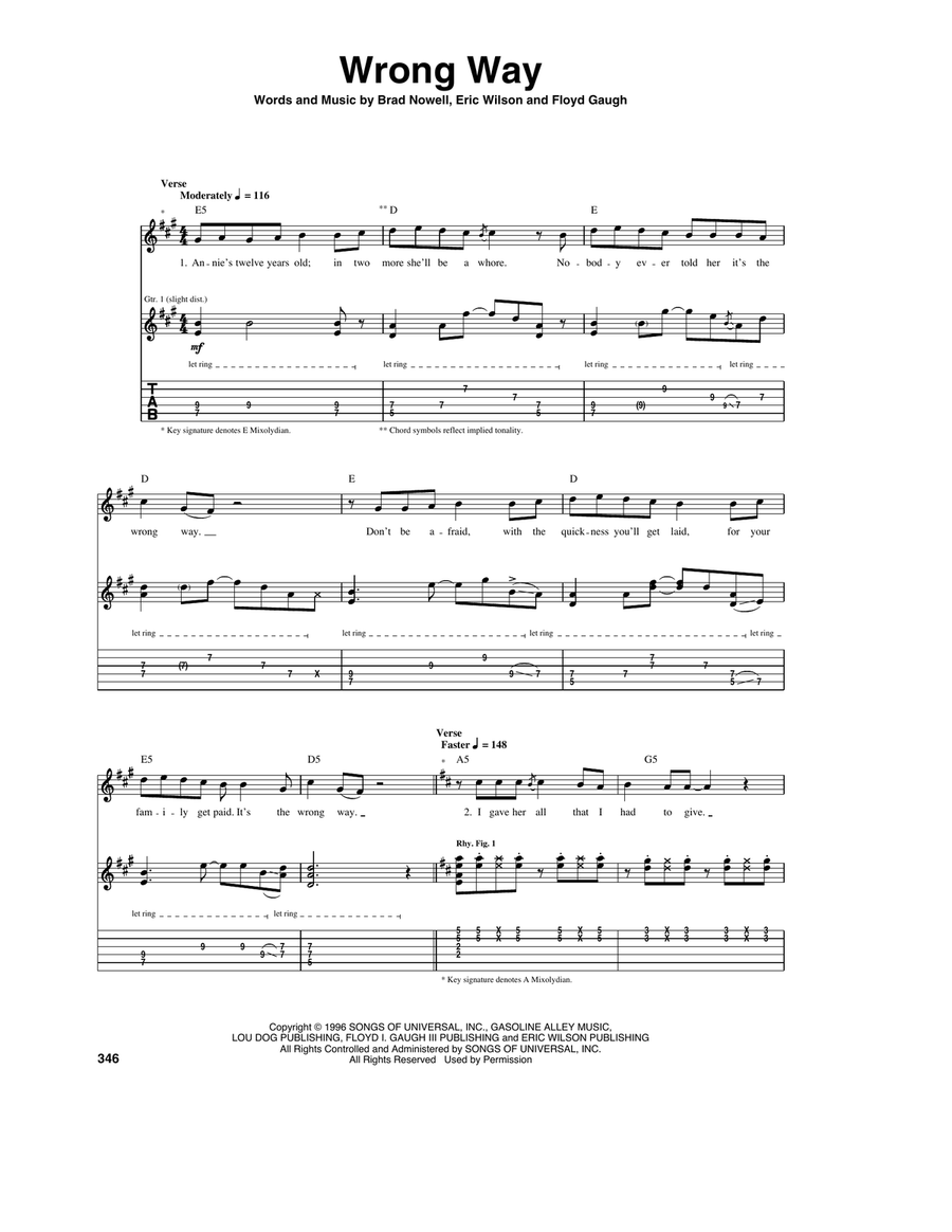 Wrong Way Acoustic Guitar scores gallery preview page 1