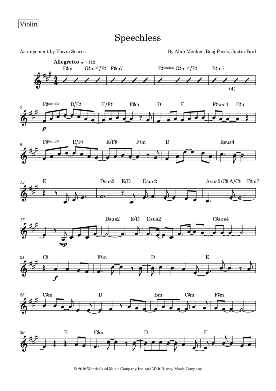Speechless Speechless Violin Solo scores gallery preview page 1