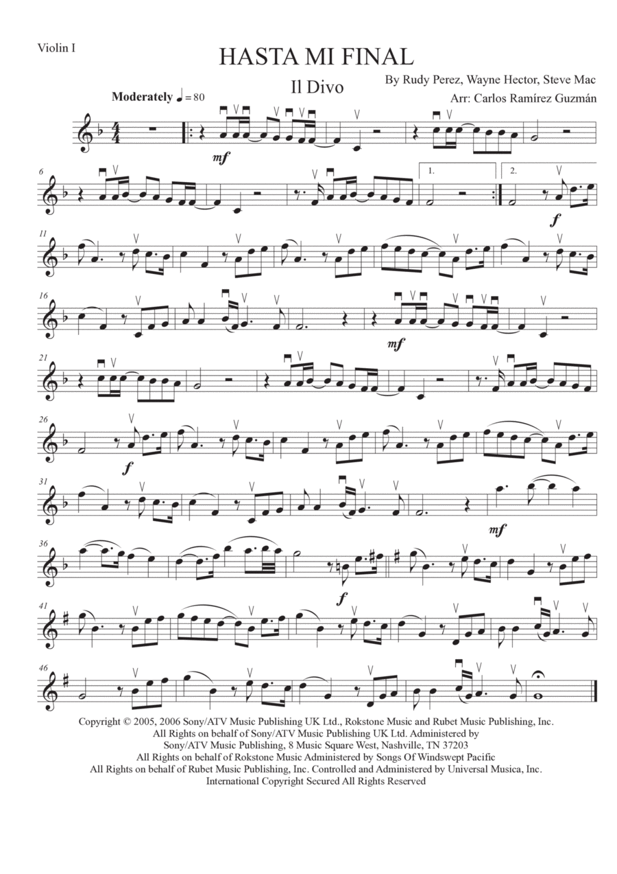 Hasta Mi Final String Quartet scores gallery preview page 1