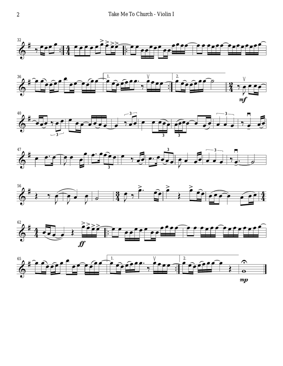 Take Me To Church String Quartet scores gallery preview page 2