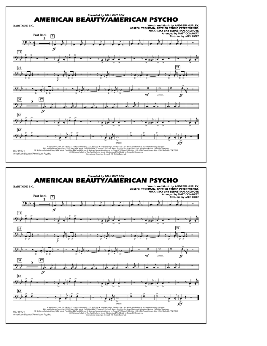 American Beauty/American Psycho - Baritone B.C. Marching Band scores gallery preview page 1