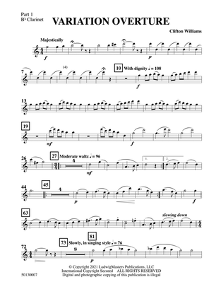 Book cover for Variation Overture: Part 1 - B-flat Clarinet