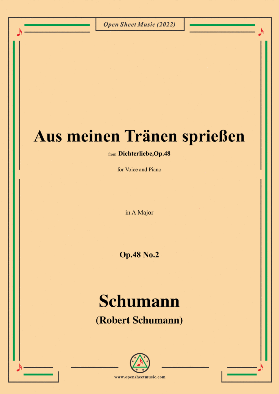 Schumann-Aus meinen Tranen sprießen,Op.48 No.2,in A Major,for Voice and Piano Voice Solo scores gallery preview page 1