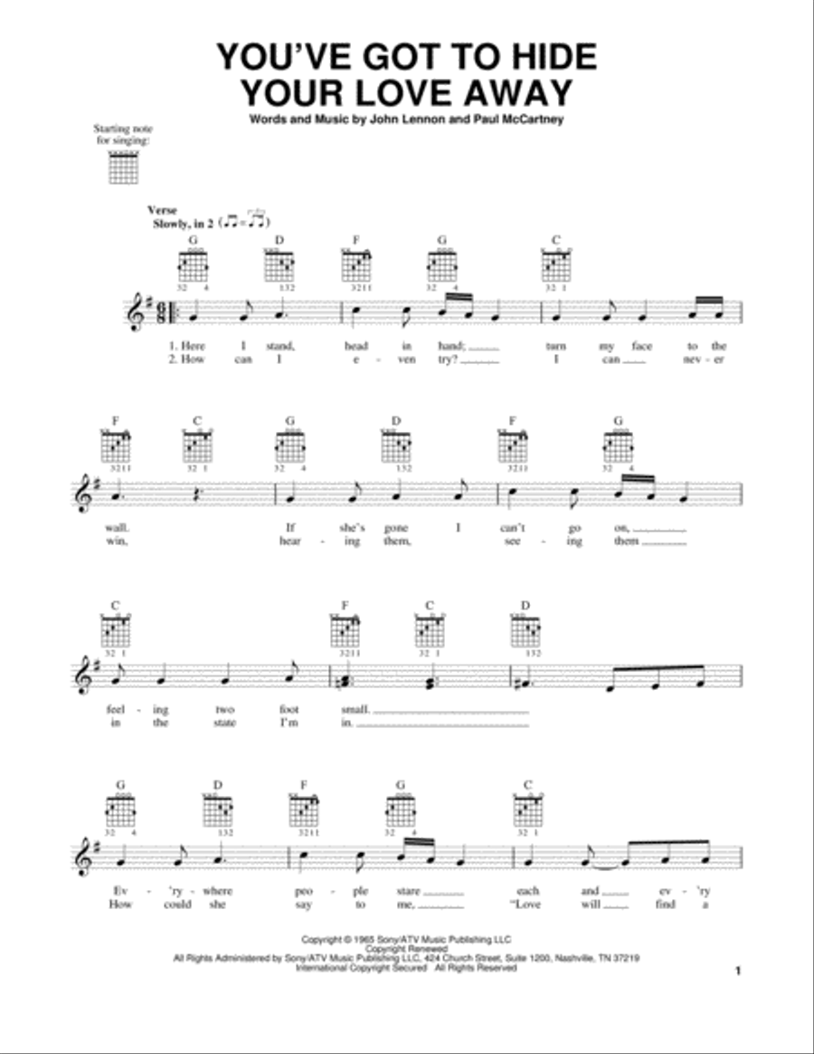 You've Got To Hide Your Love Away Acoustic Guitar scores gallery preview page 1