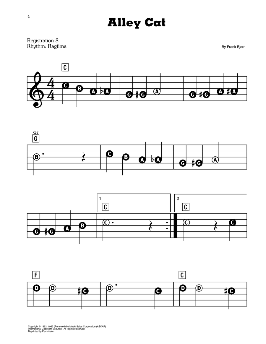 Alley Cat Electronic Keyboard scores gallery preview page 1