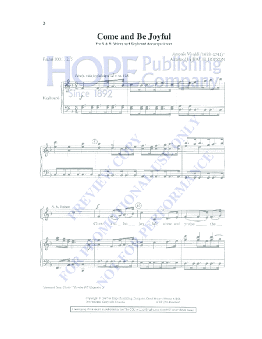 Come and Be Joyful Come and Be Joyful 4-Part scores gallery preview page 2