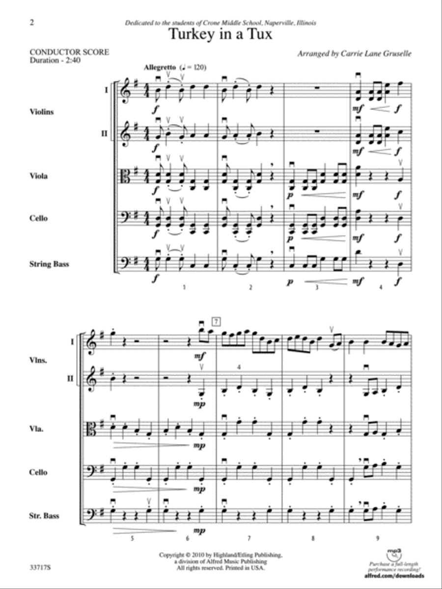 Turkey in a Tux String Orchestra scores gallery preview page 2