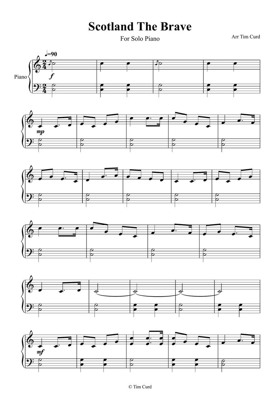 Scotland The Brave. For Solo Piano Easy Piano scores gallery preview page 2