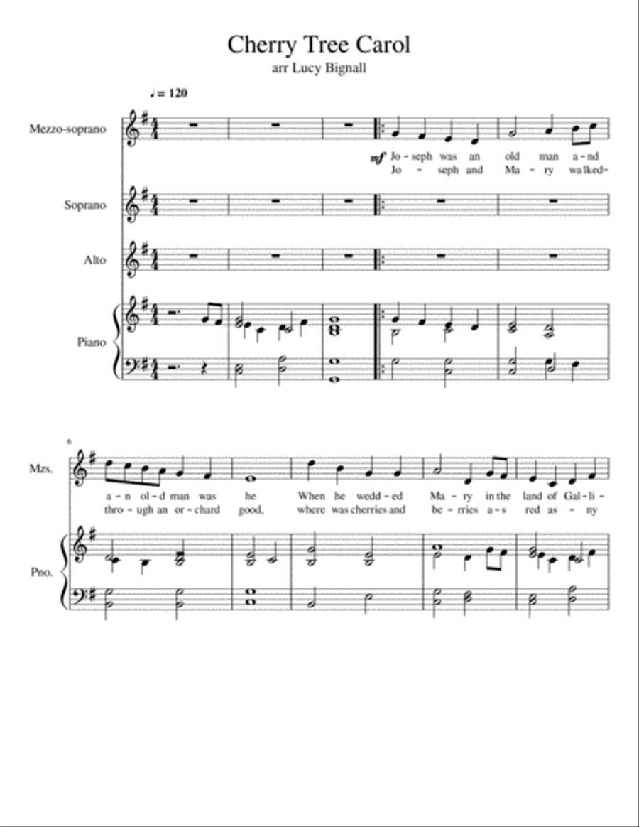 Cherry Tree Carol SSA scores gallery preview page 1