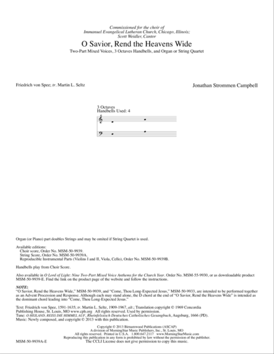 O Savior, Rend the Heavens Wide Choir scores gallery preview page 1
