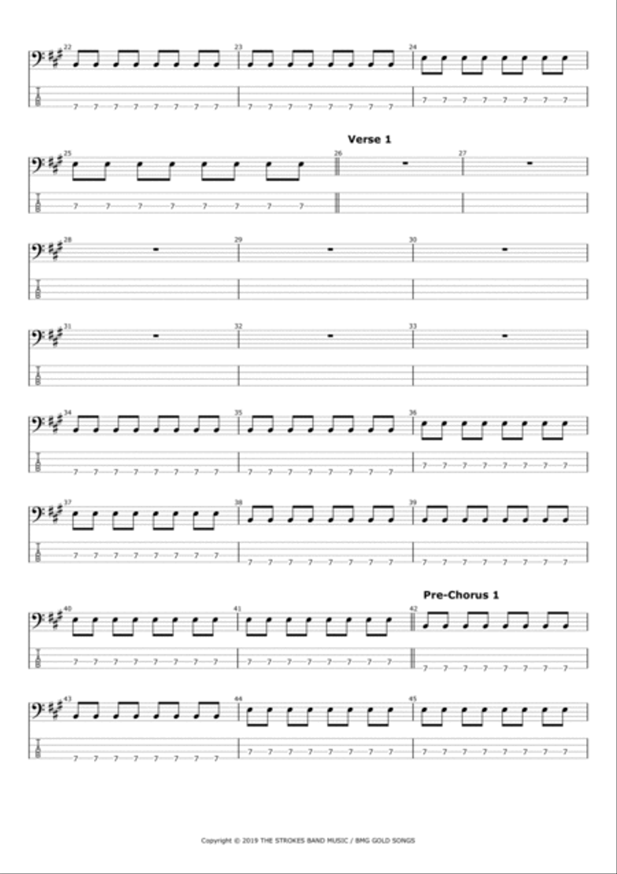Reptilia Bass Guitar scores gallery preview page 2