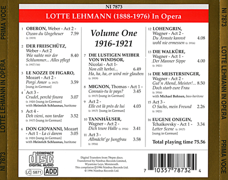 Lotte Lehmann In Opera Vol.1