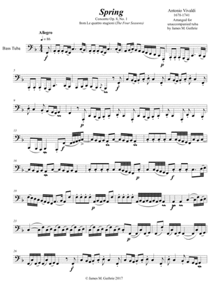 Vivaldi - The Four Seasons: Spring for Solo Tuba