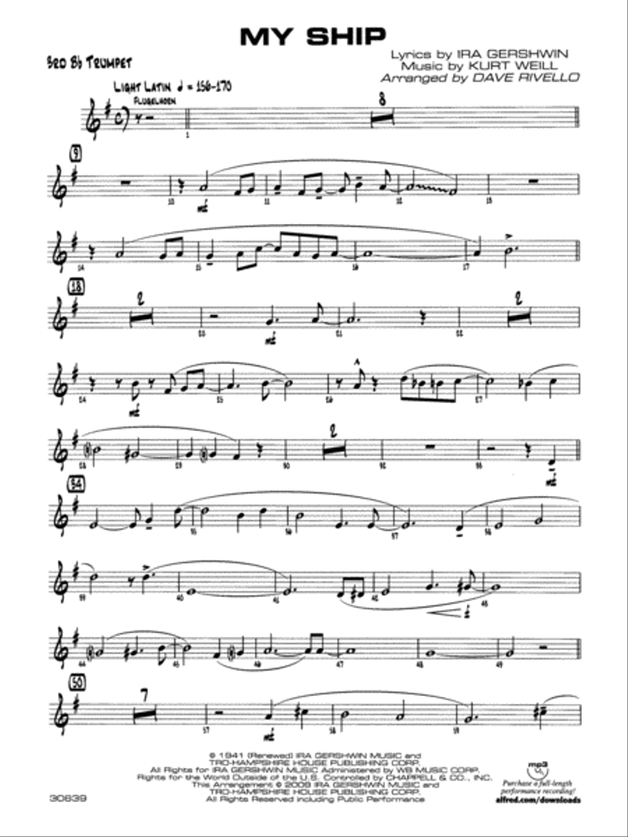My Ship: 3rd B-flat Trumpet Jazz Ensemble scores gallery preview page 1