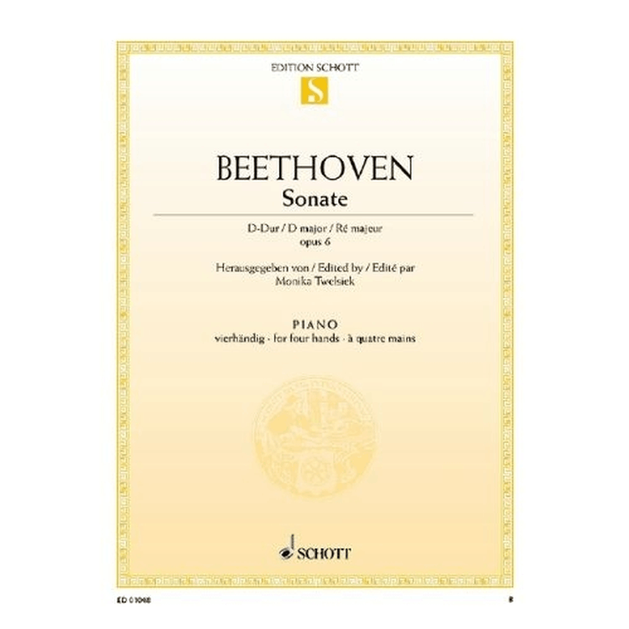 Sonata in D Major, Op. 6 Sonata in D Major, Op. 6 1 Piano, 4-Hands scores gallery preview page 1