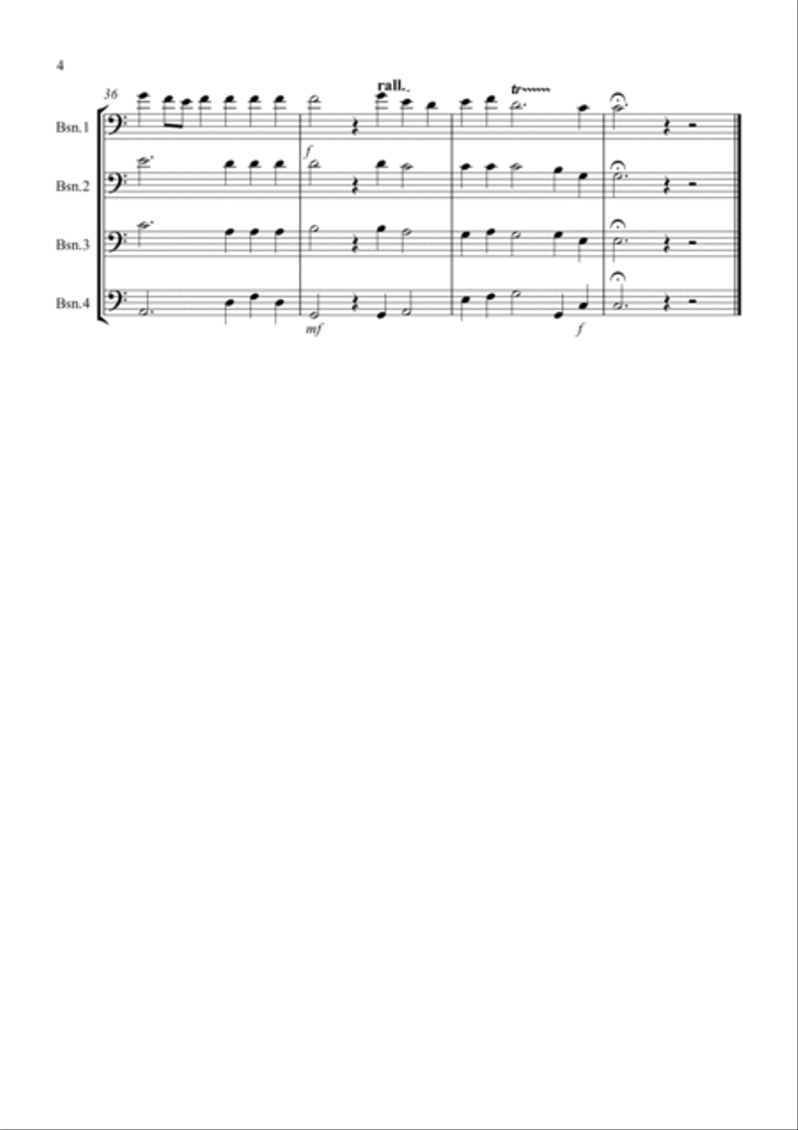 Hornpipe from Handel's Water Music for Bassoon Quartet Bassoon Quartet scores gallery preview page 4