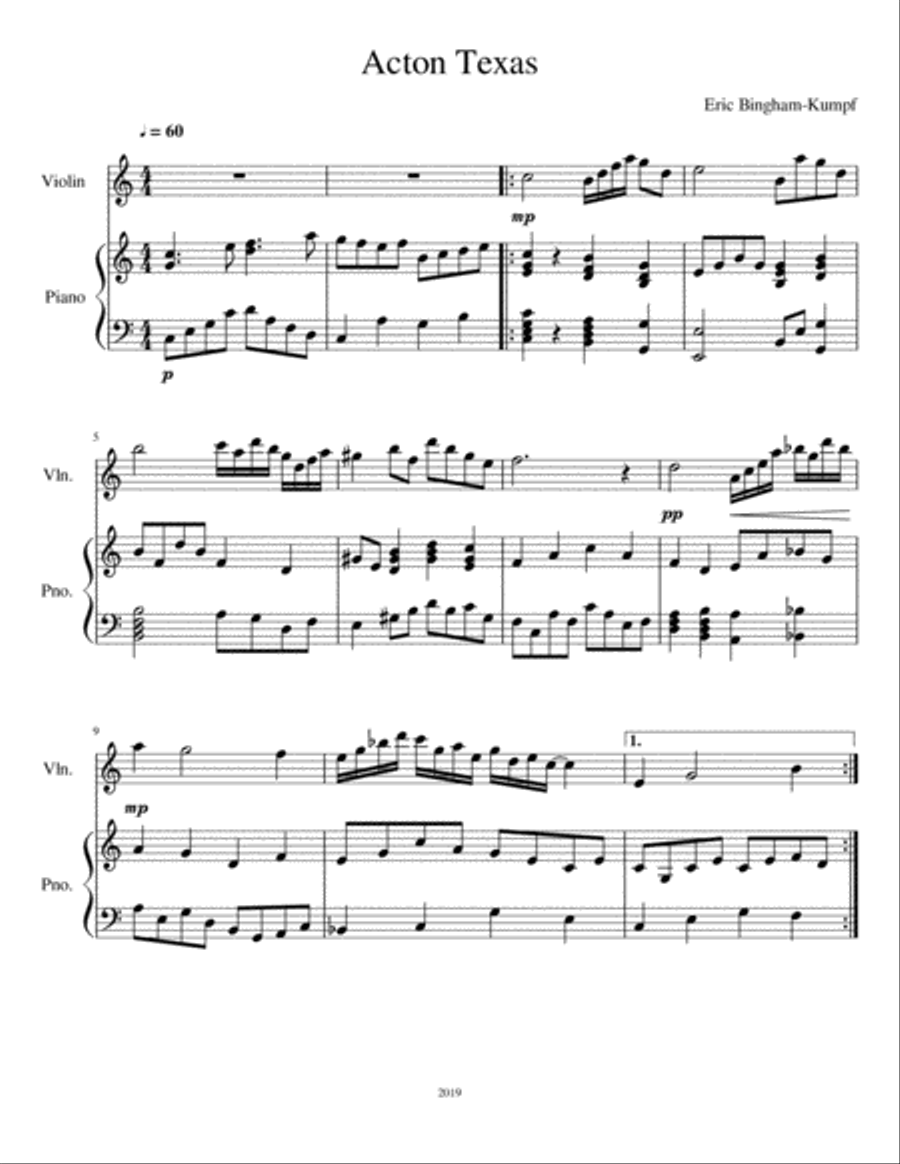 Acton Texas Acton Texas Violin Solo scores gallery preview page 1