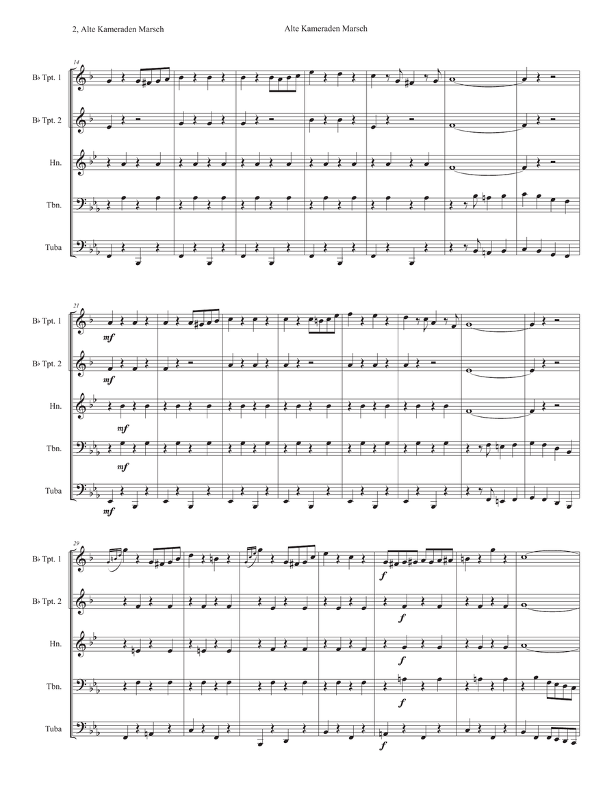 Alte Kameraden (Old Comrades) March Brass Ensemble scores gallery preview page 2