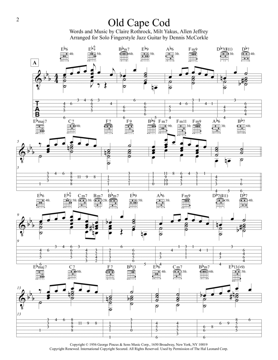 Old Cape Cod Old Cape Cod Electric Guitar scores gallery preview page 1