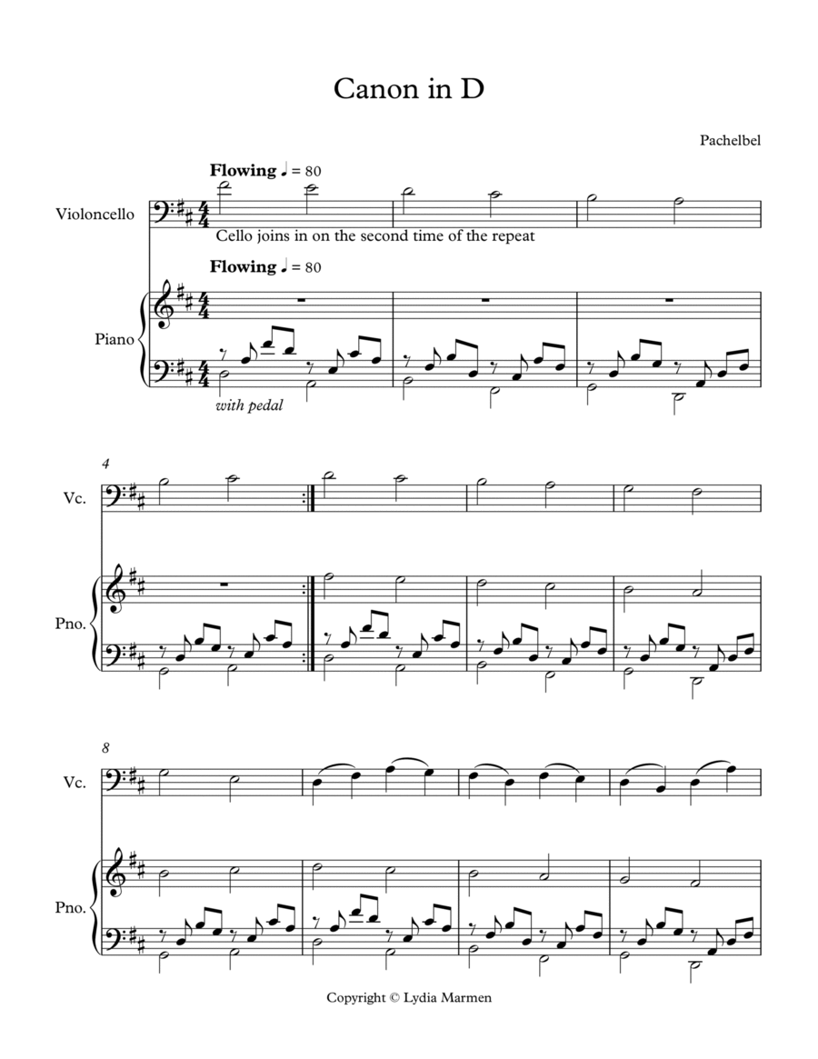 Canon in D Canon in D Piano scores gallery preview page 1