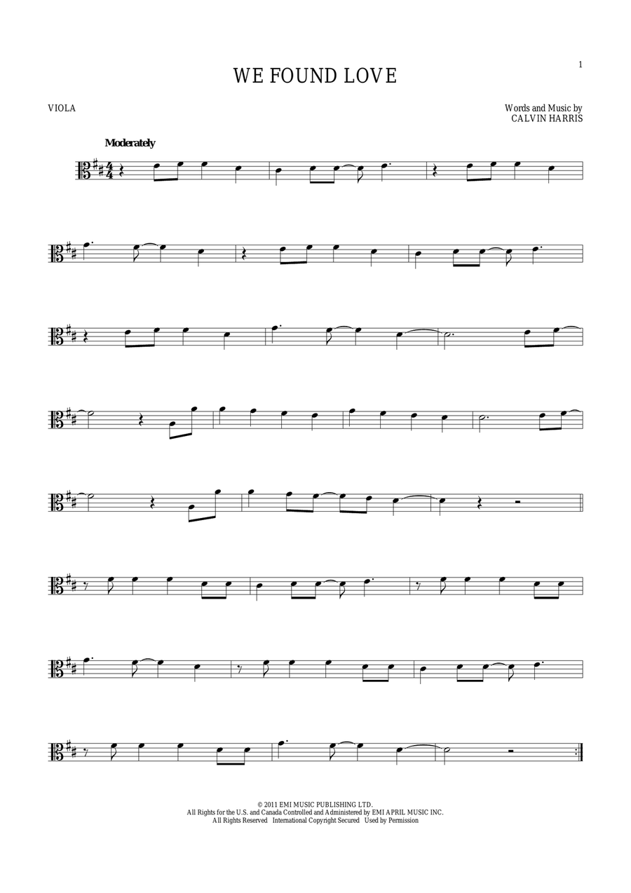 We Found Love Viola Solo scores gallery preview page 1