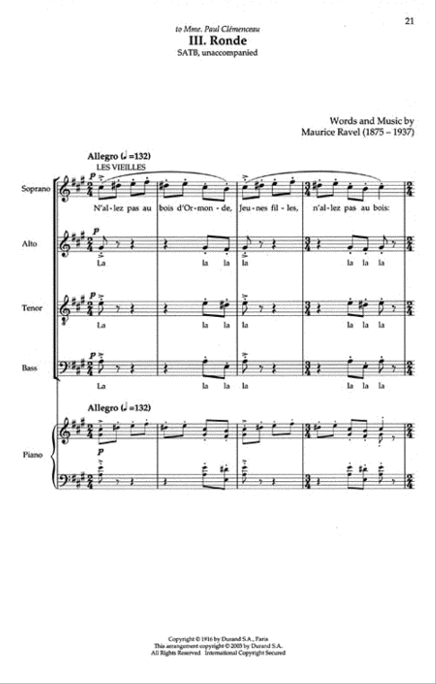 Trois Chansons 4-Part scores gallery preview page 4