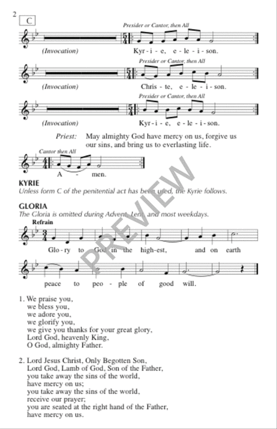 Mass of Creation - Assembly edition Unison Choir scores gallery preview page 3