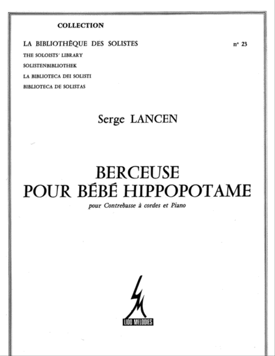 Lancen Berceuse Pour Bebe Hippopotame Lm023 Double Bass & Piano Book Double Bass scores gallery preview page 1