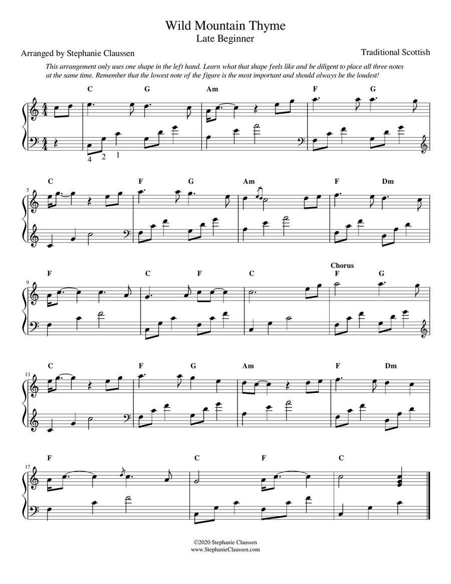 Wild Mountain Thyme in C Major (Lap harp) Lap Harp scores gallery preview page 2
