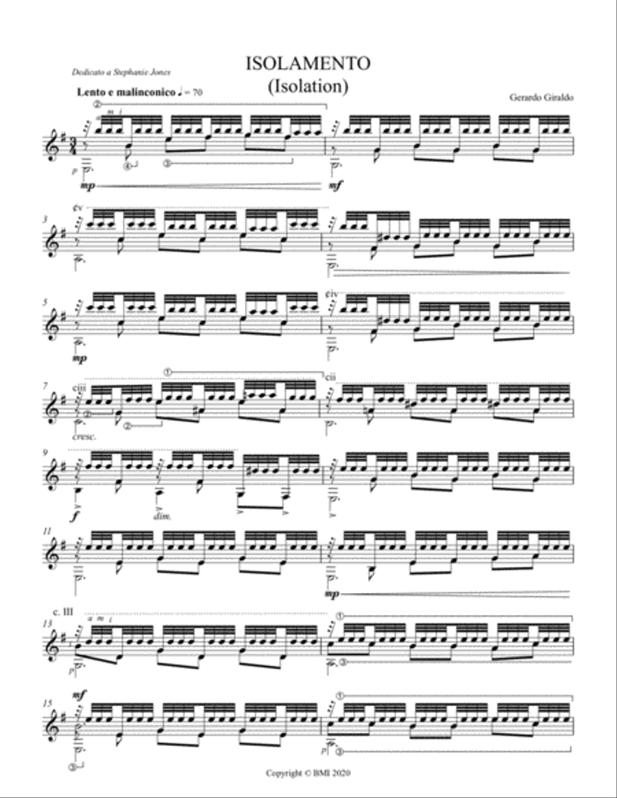 Isolamento Classical Guitar scores gallery preview page 1