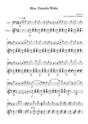 Blue Danube Waltz, Johann Strauss Jr., For Cello & Guitar