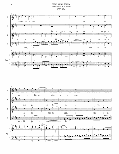 DONA NOBIS PACEM - From Missa in B minor - Bwv 232 - Arr. SATB Choir and Organ image number null