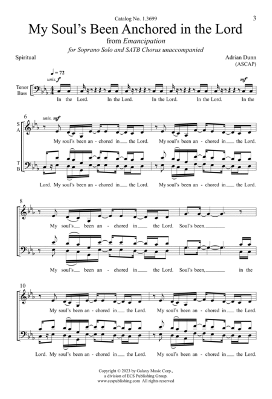 My Soul's Been Anchored in the Lord 4-Part scores gallery preview page 3